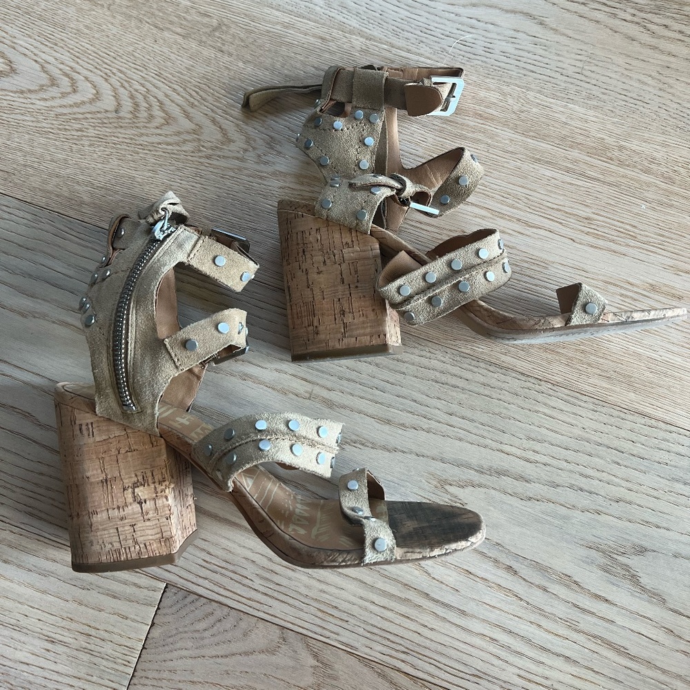 Studded block heel sandals